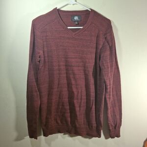 Rock & Republic Men's Burgandy Lightweight Long Sleeve V-Neck Sweater M/Tall
